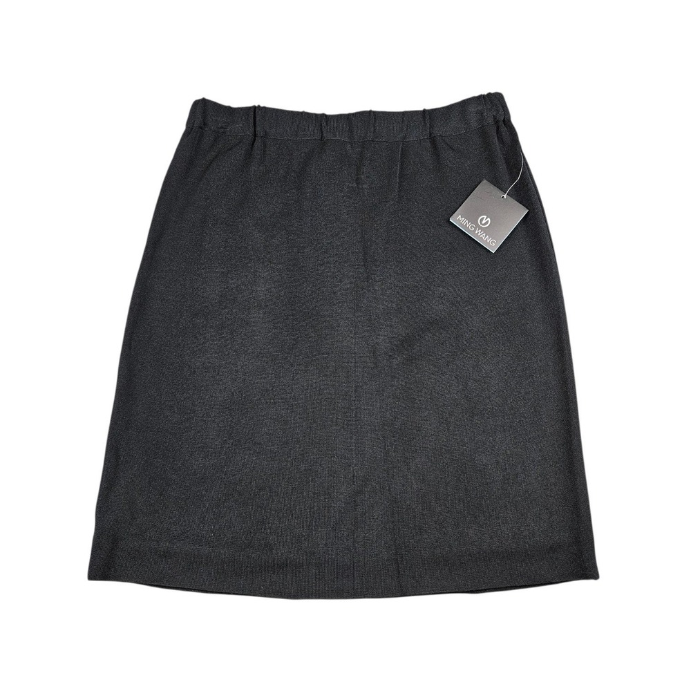 Ming Wang Skirt Womens XS Black Knit Knee Length Pull‎ On Career MS2500NR NEW